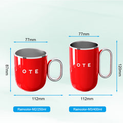 Taza de café OTE con asa, 12 oz/8 oz (350/220 ml), taza de viaje de acero inoxidable con aislamiento, taza de café reutilizable de doble pared