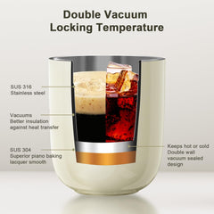 Taza de café de viaje con aislamiento al vacío OTE, vaso de viaje de acero inoxidable de doble pared con tapa, 350 ml/220 ml