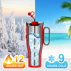 NOTA 1.2 L Taza de viaje (40 oz) con asa, taza de acero de doble pared con aislamiento al vacío y pajita, libre de BPA, vaso portátil para coche, taza térmica, taza de café para bebidas frías y calientes