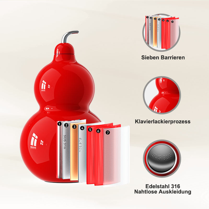 Botella de agua de acero inoxidable OTE con forma de calabaza, de metal, con correa para el hombro, portátil y duradera, ideal para gimnasio, viajes y uso diario, 300 ml.