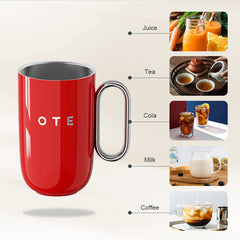 Taza de café OTE con asa, 12 oz/8 oz (350/220 ml), taza de viaje de acero inoxidable con aislamiento, taza de café reutilizable de doble pared
