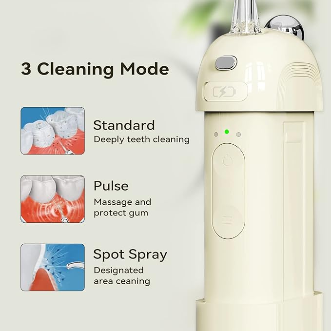 Hilos dentales de agua inalámbricos para dientes - OTE Portable Water Flosser - Mini Power Dental Flossers recargables para viajes y hogar, 3 modos e IPX7 impermeable, irrigador oral para dientes, encías, cuidado de aparatos ortopédicos