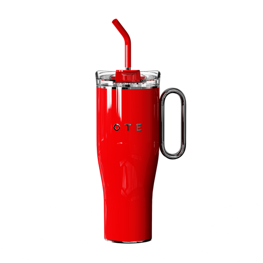 OTE1.2 L (42 oz) taza de café para llevar, taza de acero de doble pared aislada al vacío con mango y paja, libre de BPA, vaso portátil para coche, taza térmica, taza de café para bebidas calientes y frías